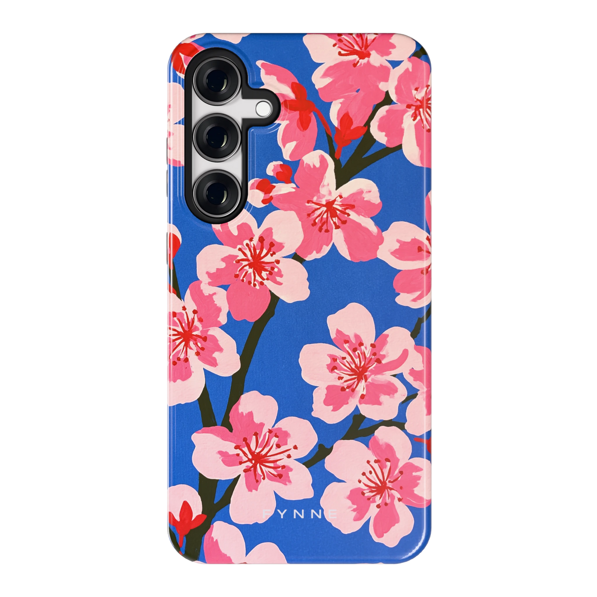 Blauwe Bloesem hoesje voor Galaxy S24+, achterkant