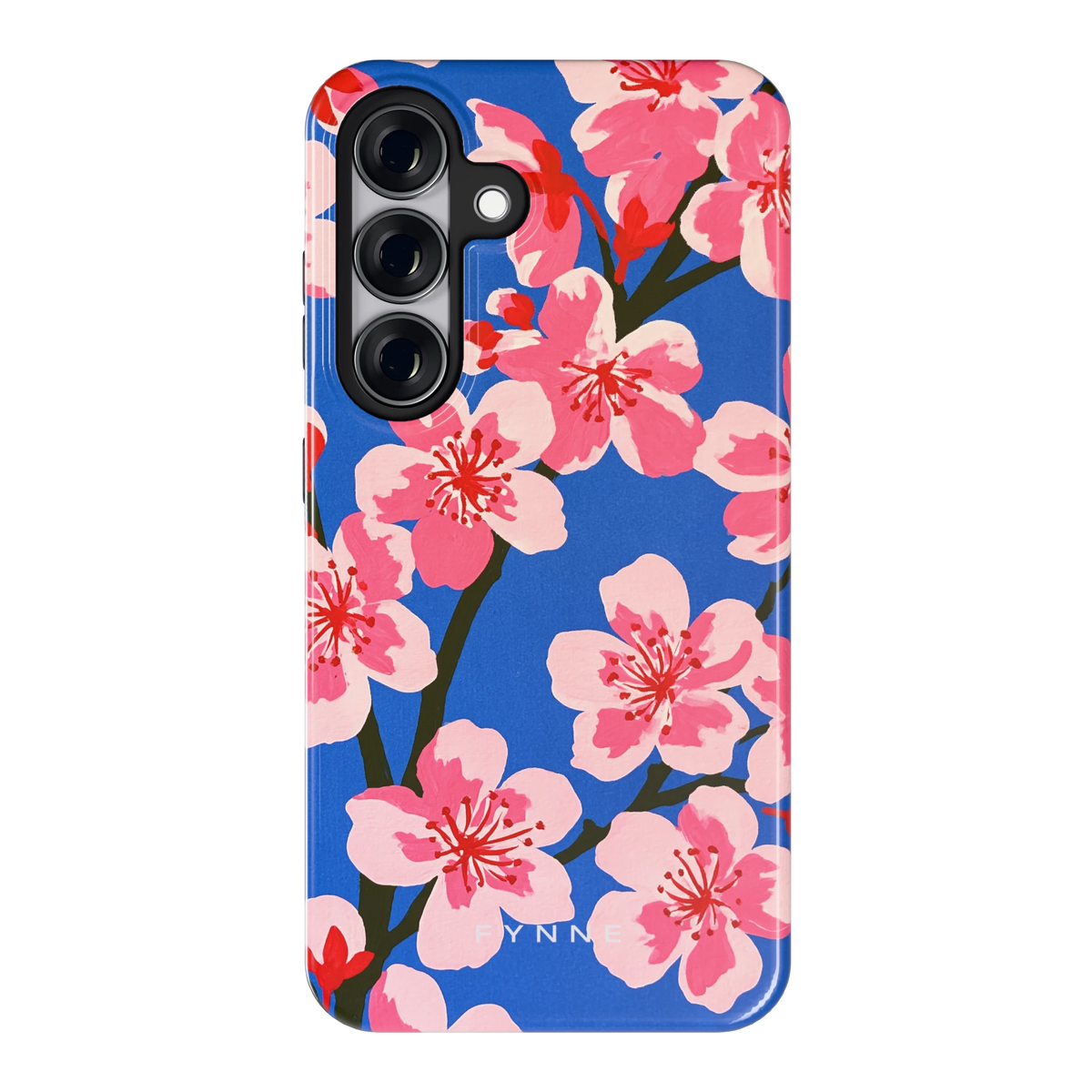 Blauwe Bloesem hoesje voor Galaxy S25, achterkant