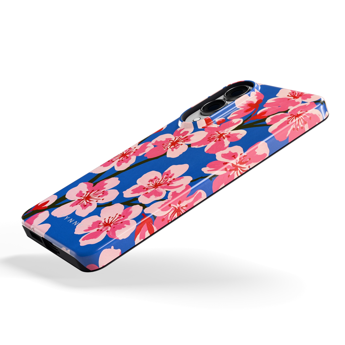 Blauwe Bloesem hoesje voor Galaxy S25 Edge, schuin