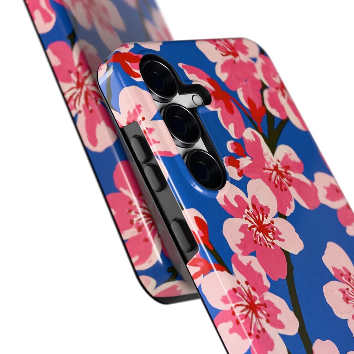 Blauwe Bloesem hoesje voor Galaxy S25 FE, close-up