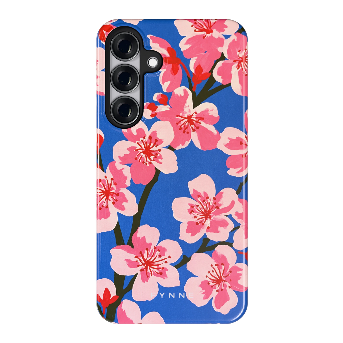 Blauwe Bloesem hoesje voor Galaxy S25+, achterkant