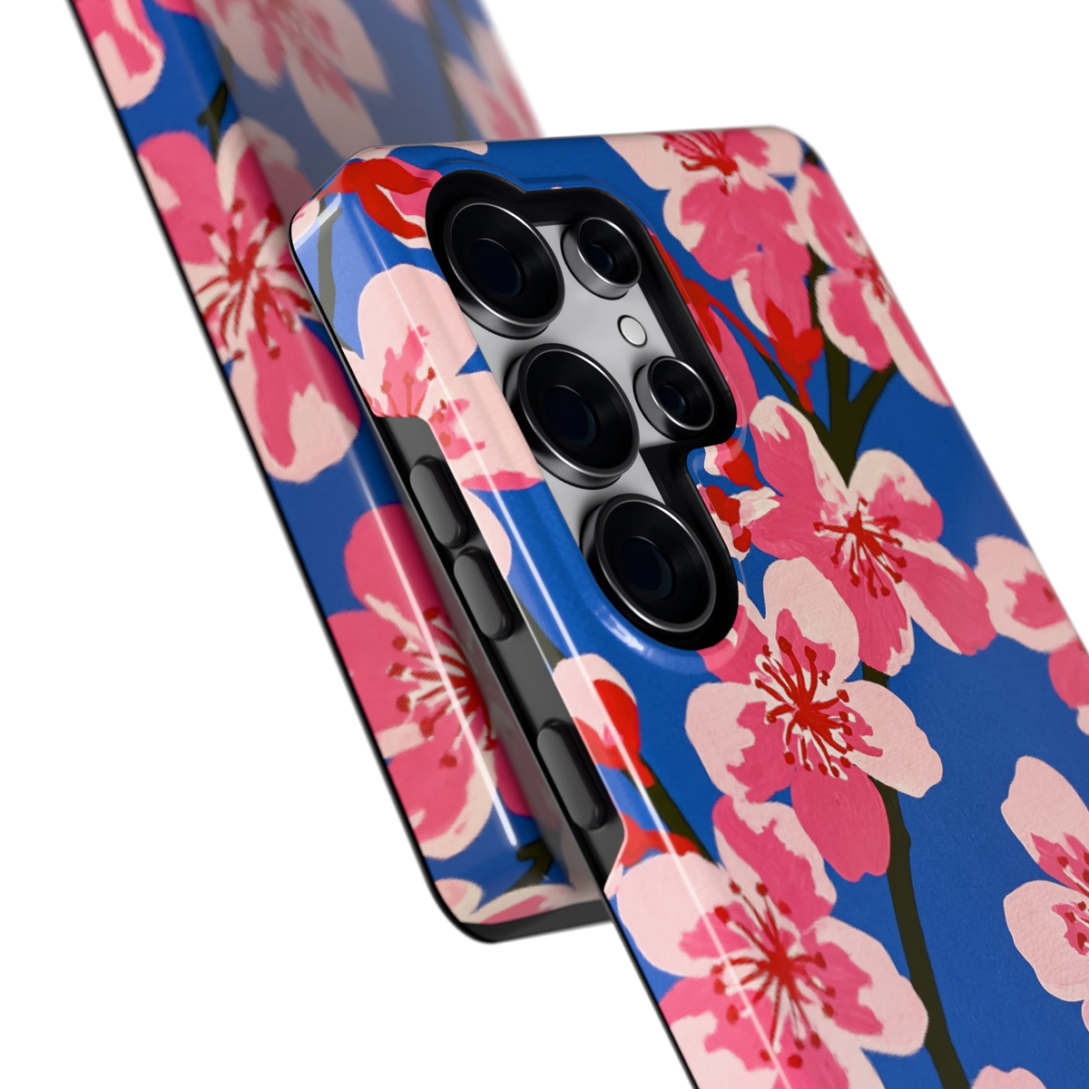 Blauwe Bloesem hoesje voor Galaxy S25 Ultra, close-up