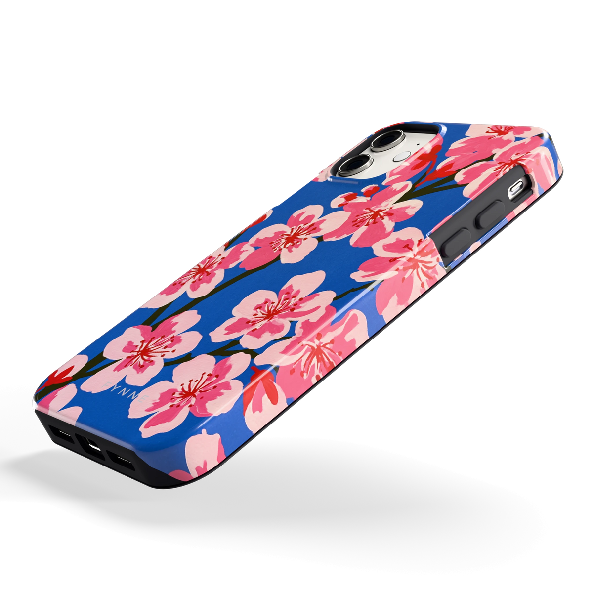 Blauwe Bloesem hoesje voor iPhone 11, schuin