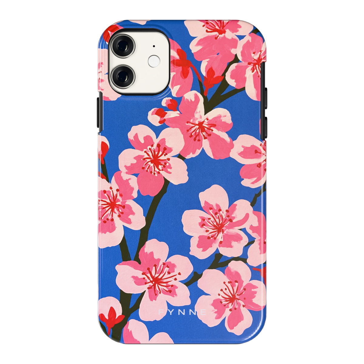 Blauwe Bloesem hoesje voor iPhone 11, achterkant