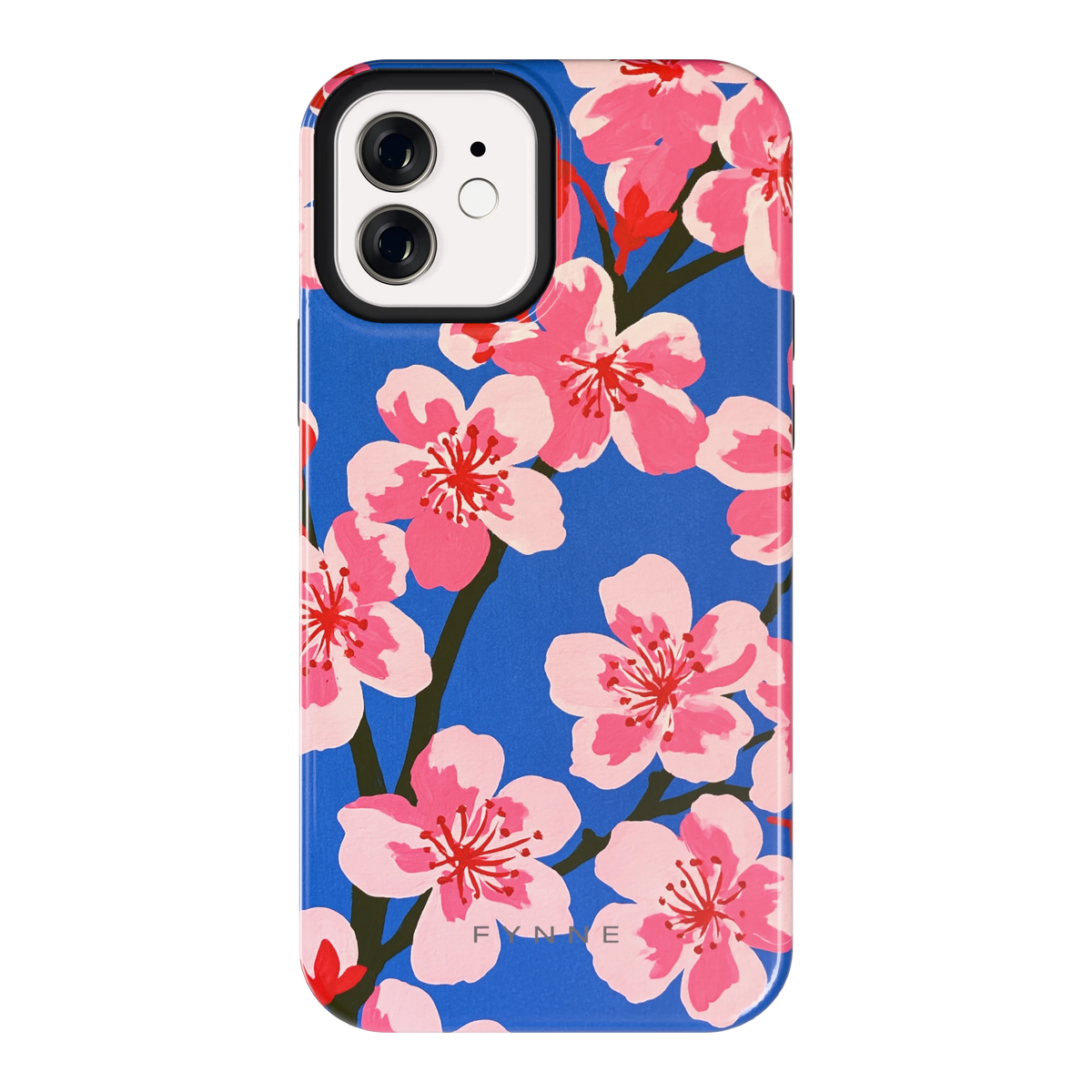 Blauwe Bloesem hoesje voor iPhone 12, achterkant