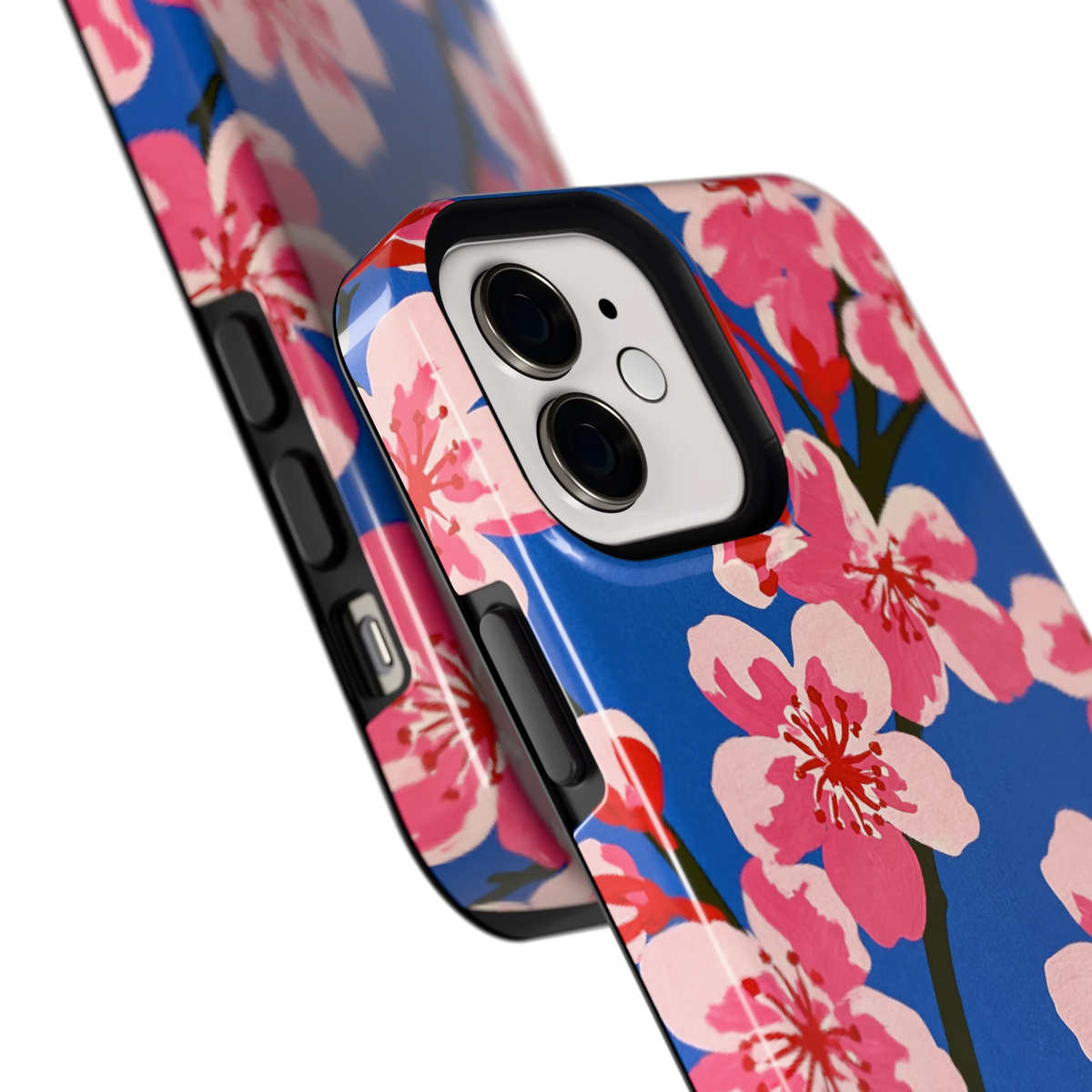 Blauwe Bloesem hoesje voor iPhone 12, close-up