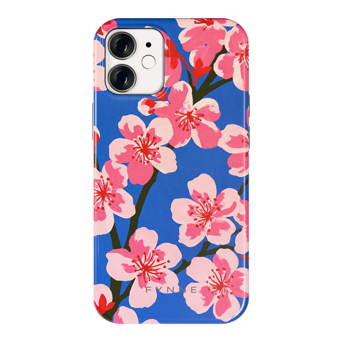 Blauwe Bloesem hoesje voor iPhone 12 mini, achterkant