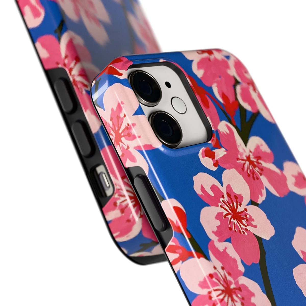 Blauwe Bloesem hoesje voor iPhone 12 mini, close-up