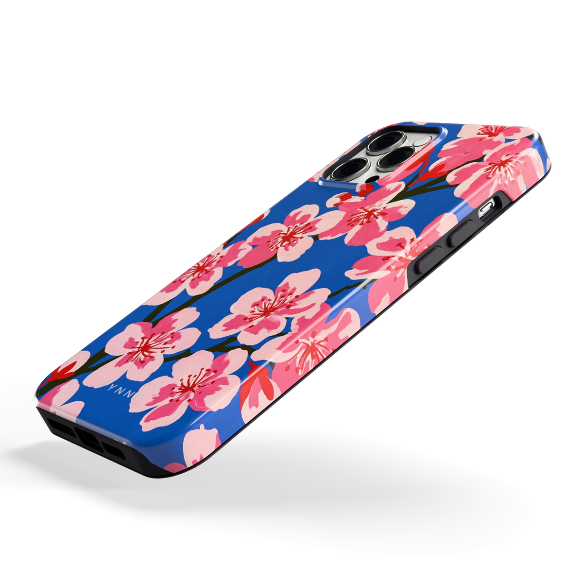 Blauwe Bloesem hoesje voor iPhone 12 Pro Max, schuin