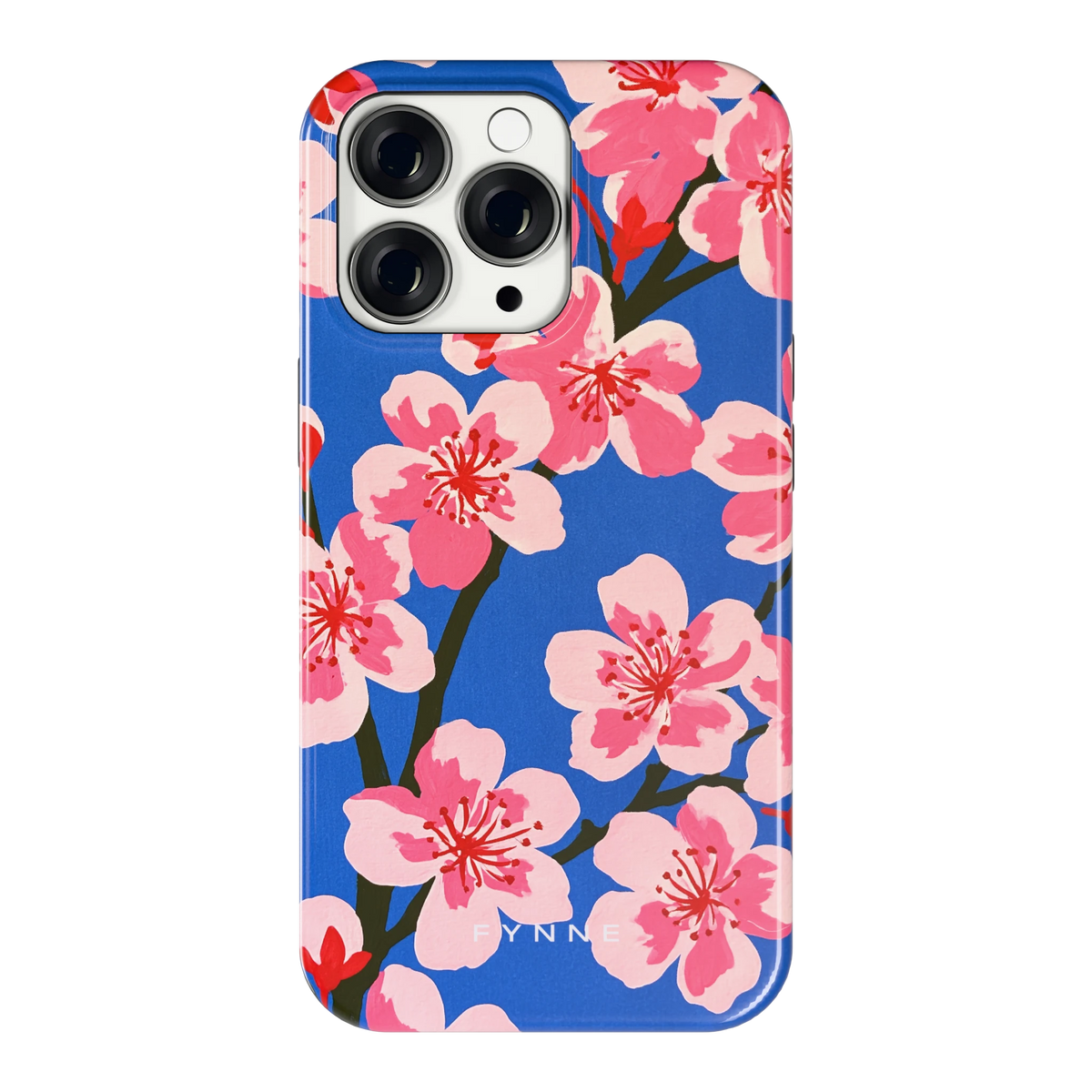Blauwe Bloesem hoesje voor iPhone 13 Pro, achterkant
