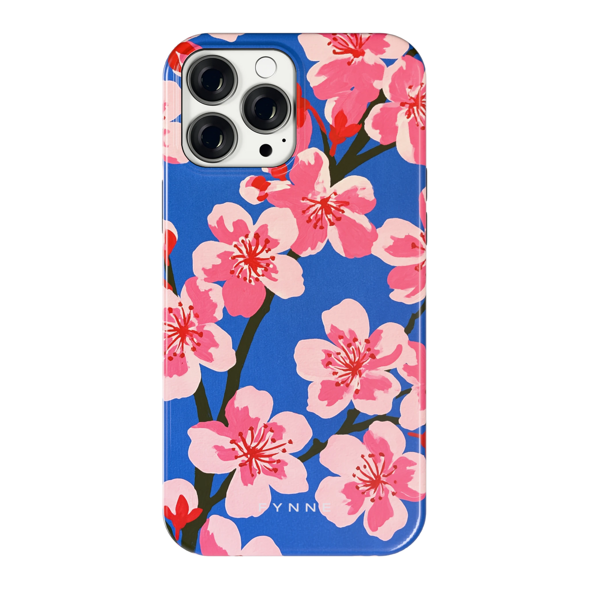 Blauwe Bloesem hoesje voor iPhone 13 Pro Max, achterkant