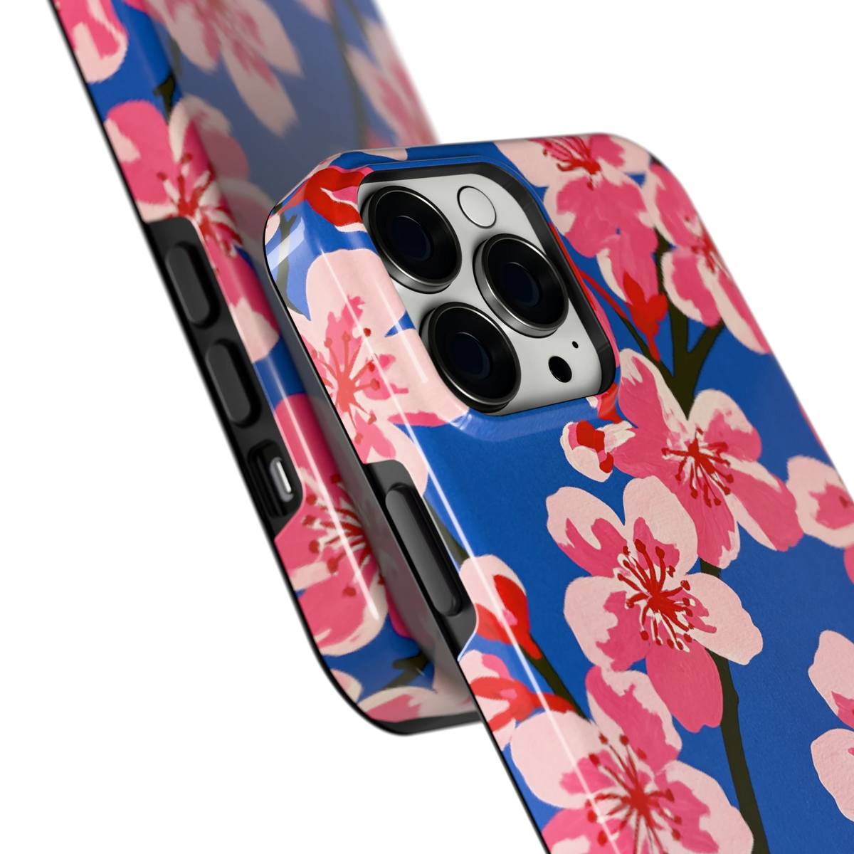 Blauwe Bloesem hoesje voor iPhone 13 Pro Max, close-up