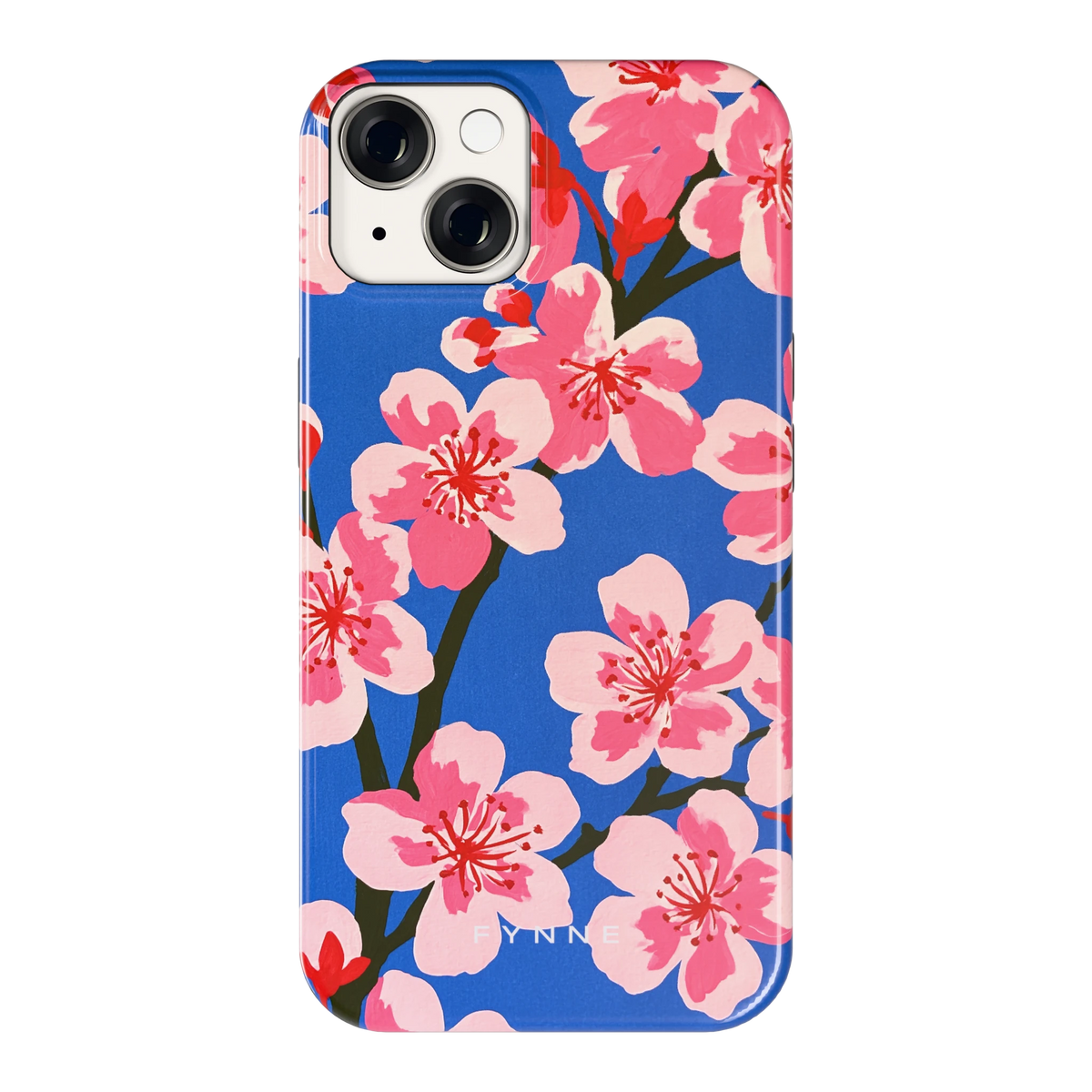 Blauwe Bloesem hoesje voor iPhone 14, achterkant
