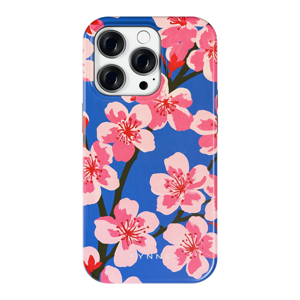 Blauwe Bloesem hoesje voor iPhone 14 Pro, achterkant
