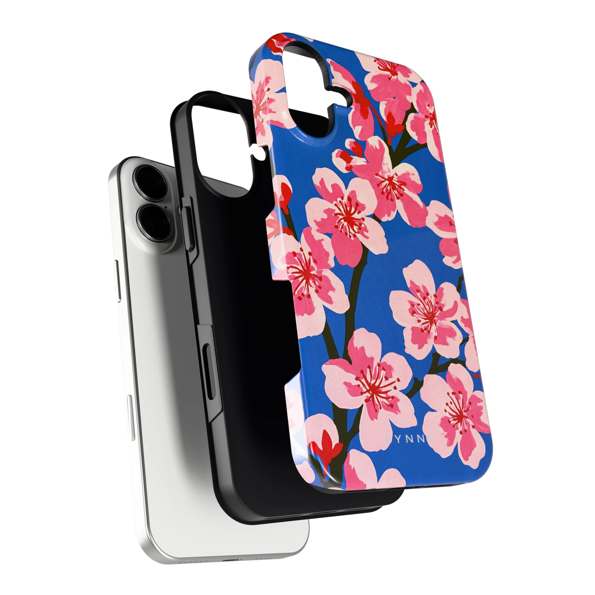 Blauwe Bloesem hoesje voor iPhone 16 Plus, los van de telefoon