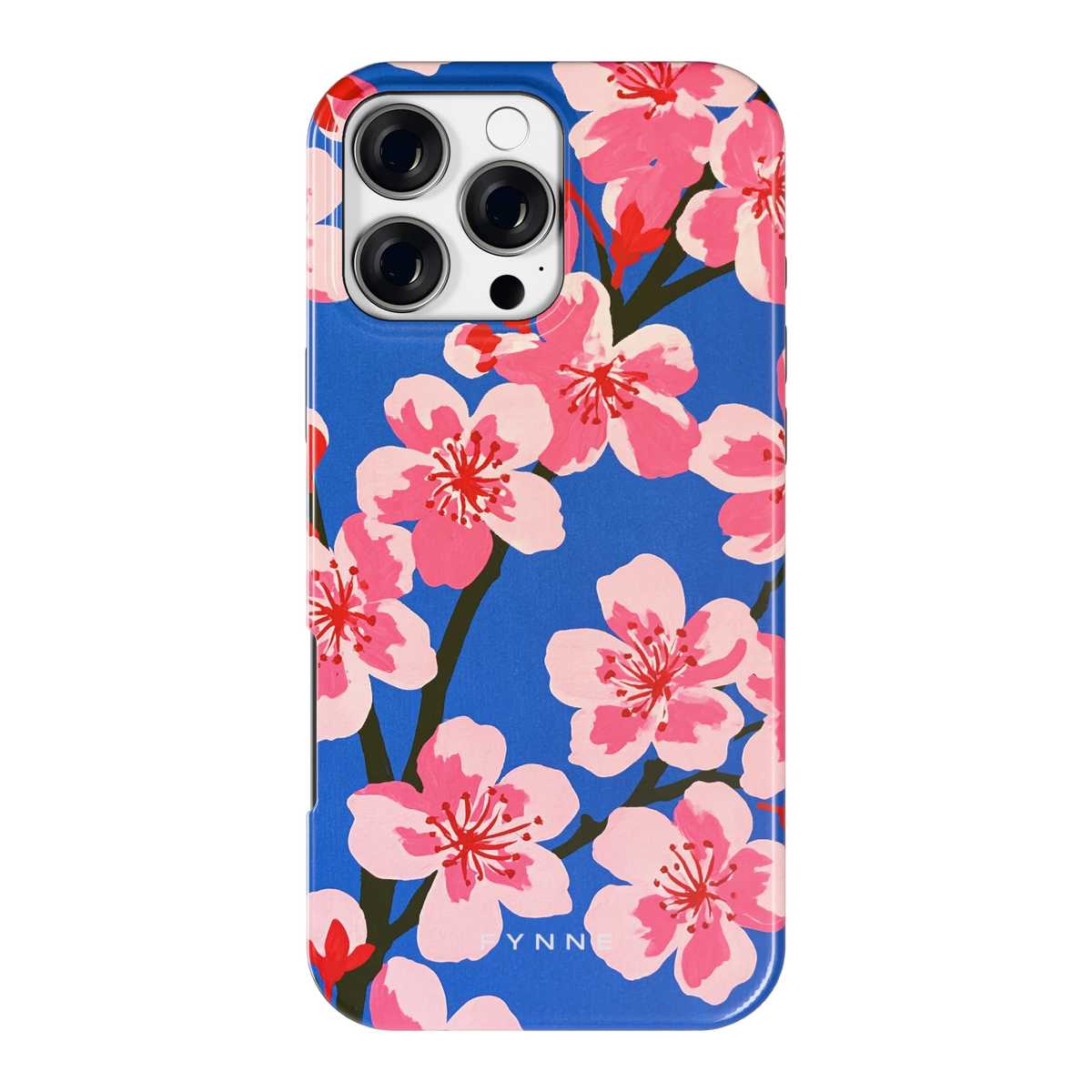 Blauwe Bloesem hoesje voor iPhone 16 Pro Max, achterkant