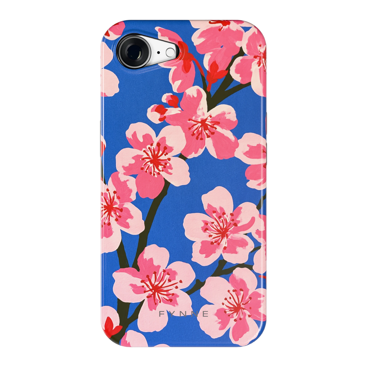 Blauwe Bloesem hoesje voor iPhone 16e, achterkant