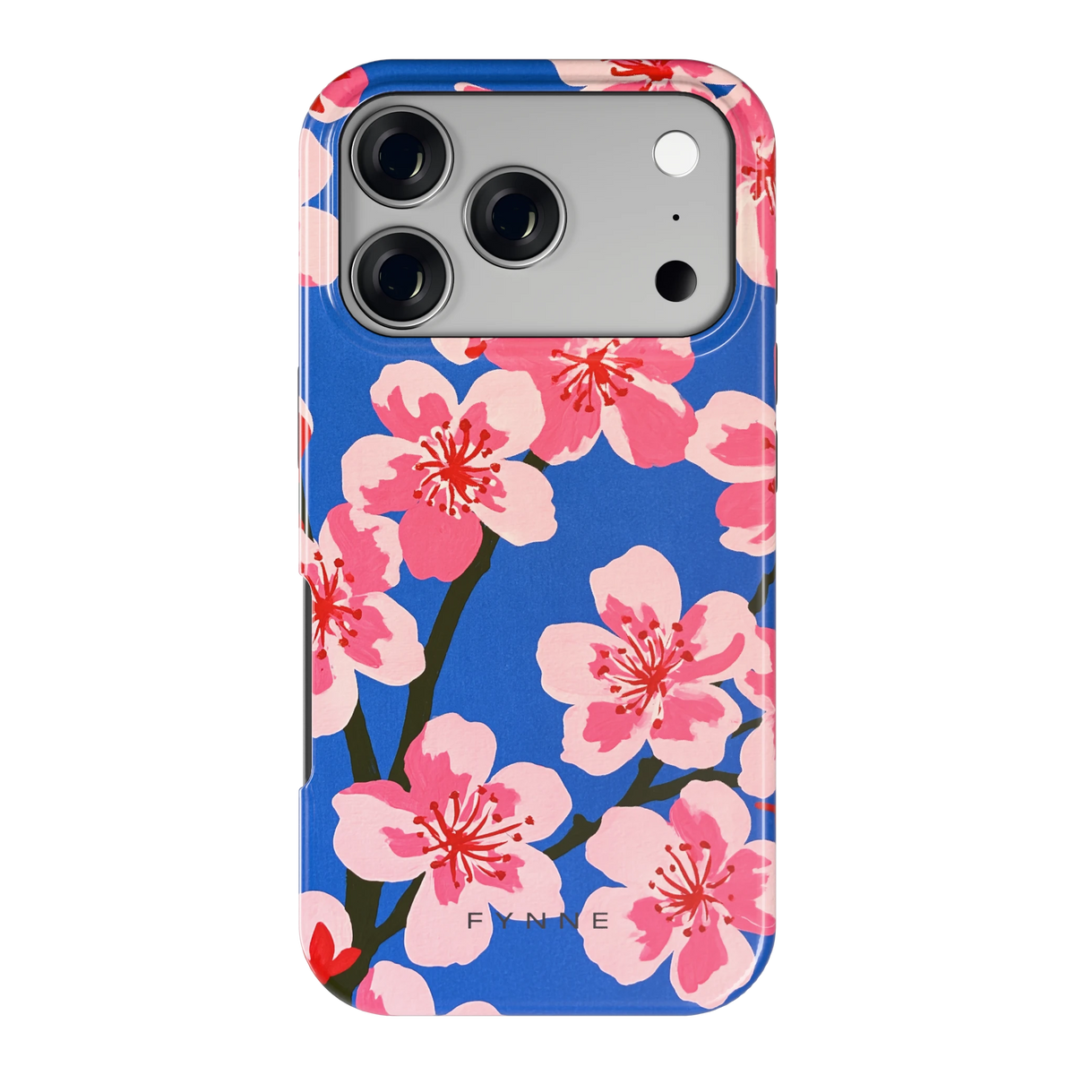 Blauwe Bloesem hoesje voor iPhone 17 Pro, achterkant