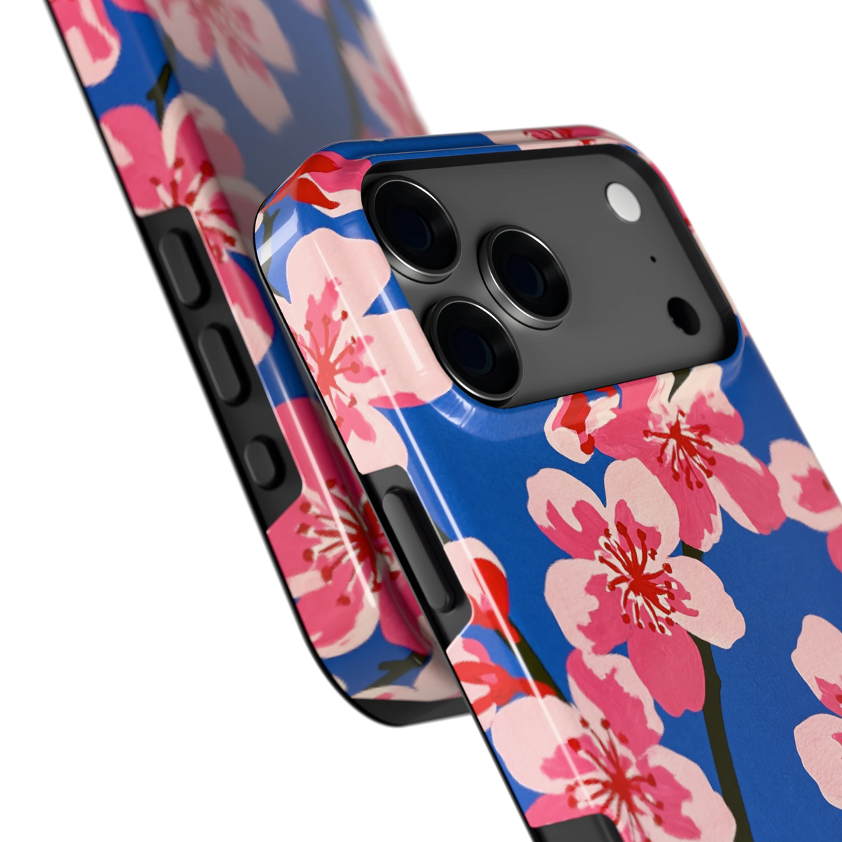 Blauwe Bloesem hoesje voor iPhone 17 Pro Max, close-up