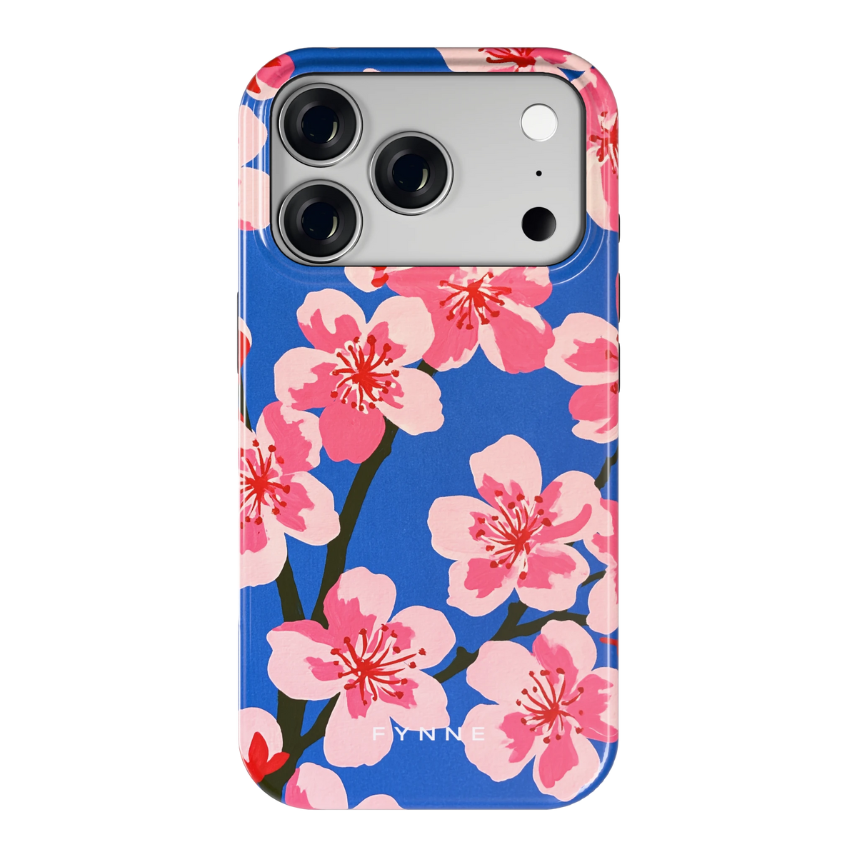 Blauwe Bloesem hoesje voor iPhone 18 Pro, achterkant