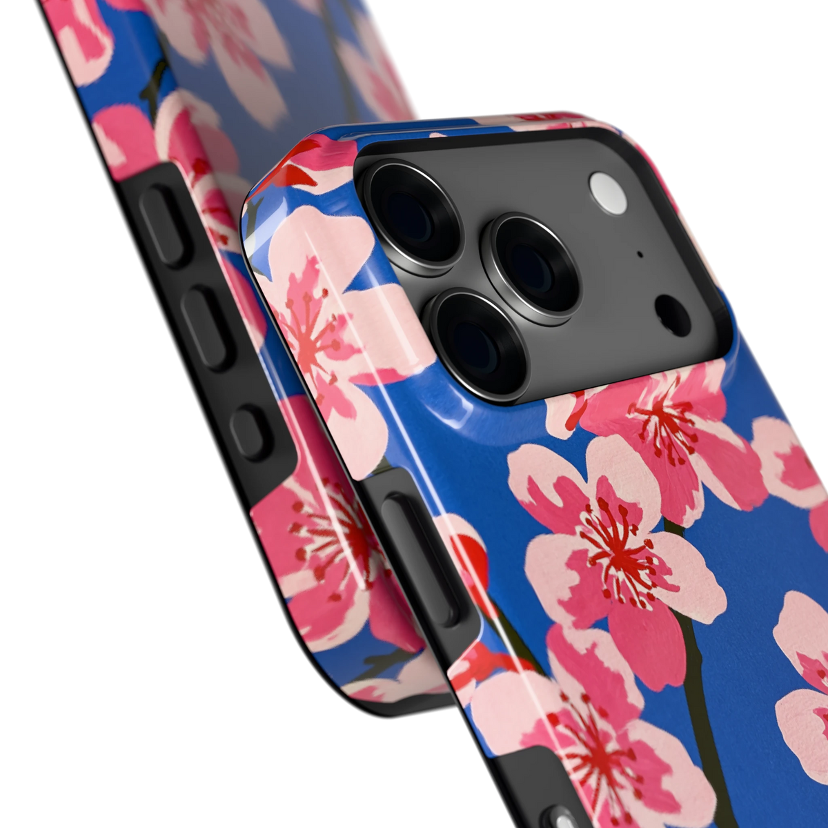 Blauwe Bloesem hoesje voor iPhone 18 Pro, close-up