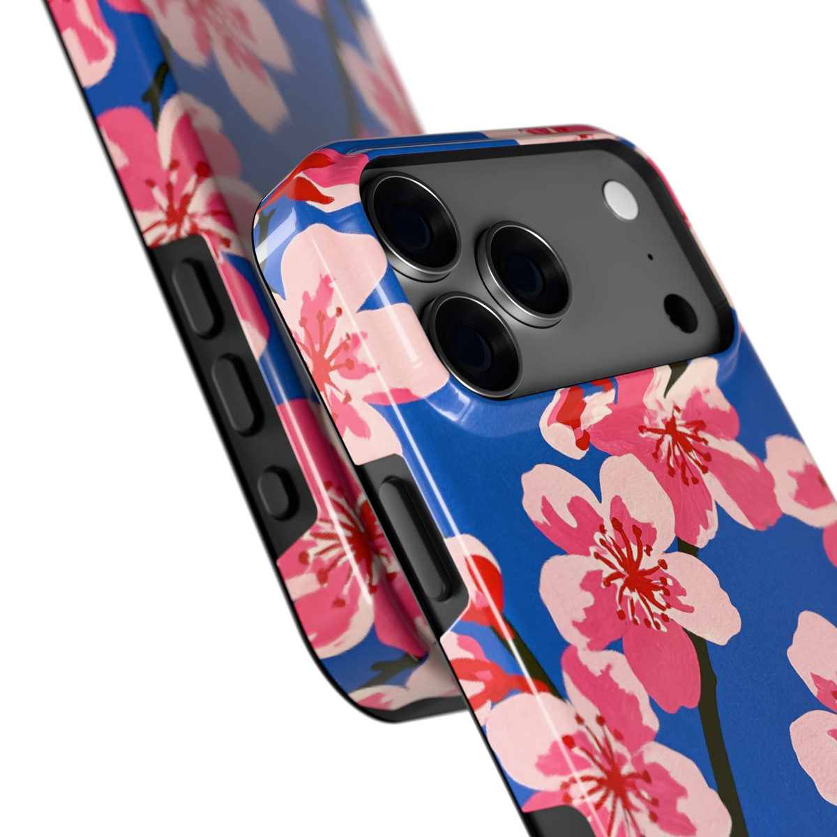 Blauwe Bloesem hoesje voor iPhone 18 Pro Max, close-up
