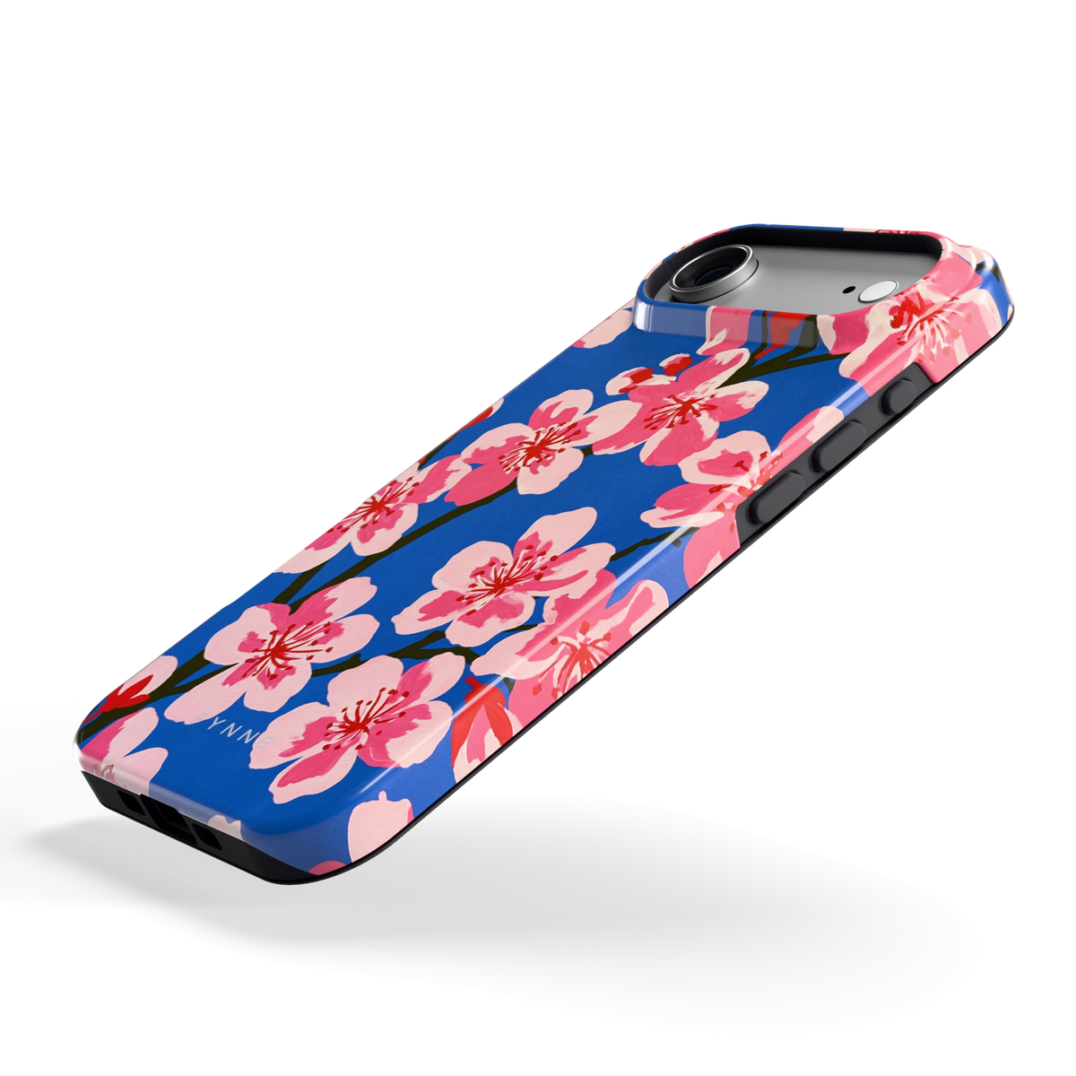 Blauwe Bloesem hoesje voor iPhone Air, schuin