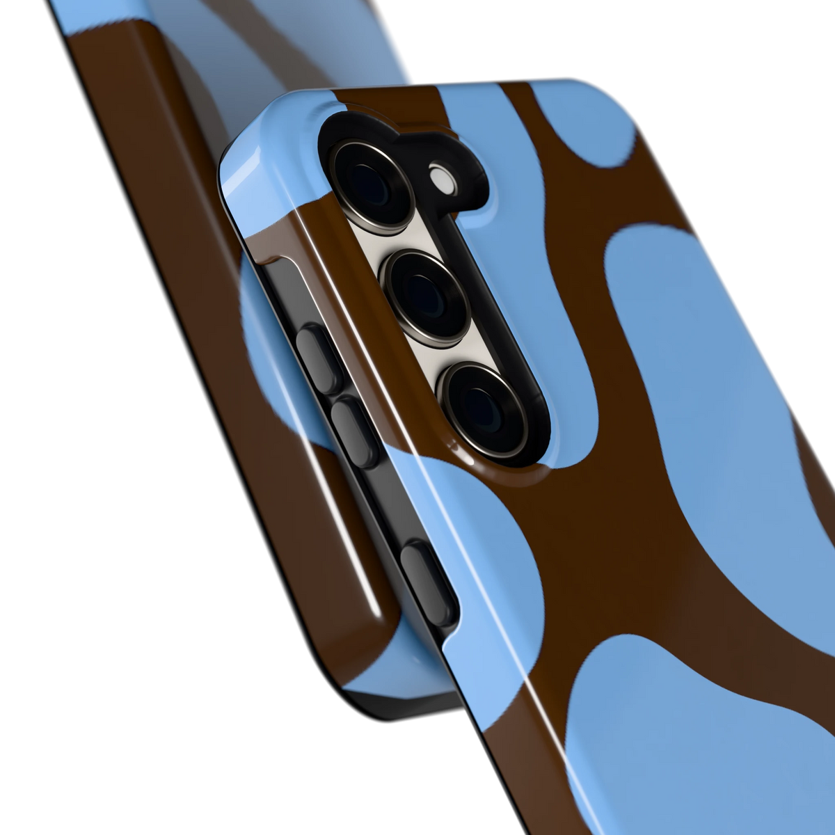 Blauwe Bruine Vlekken hoesje voor Galaxy S23, close-up