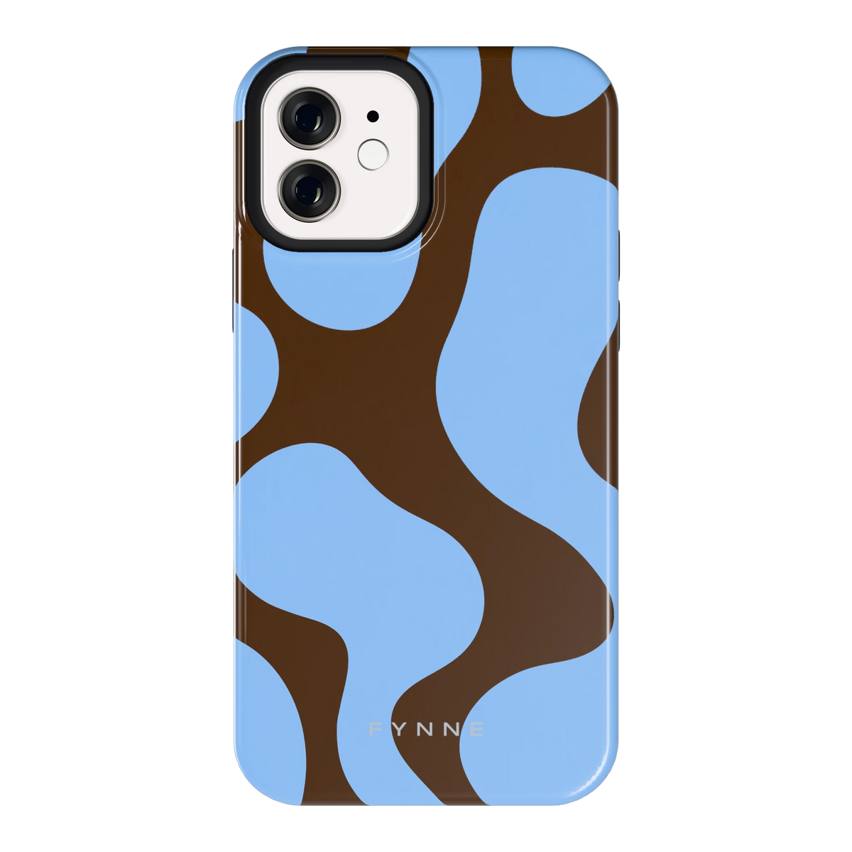 Blauwe Bruine Vlekken hoesje voor iPhone 12, achterkant