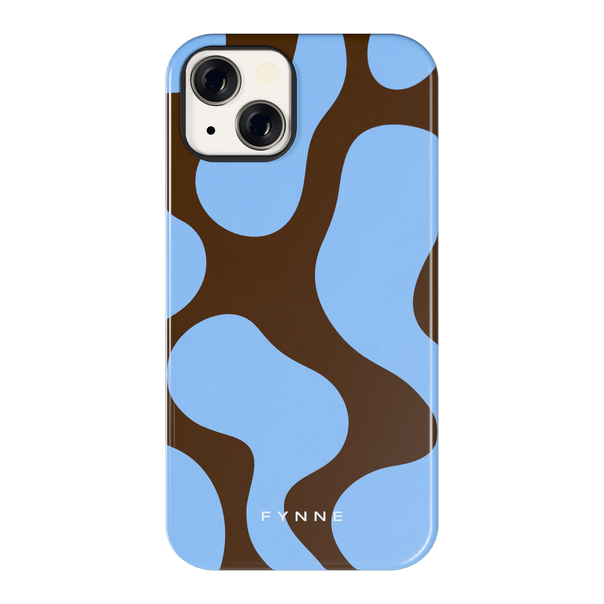 Blauwe Bruine Vlekken hoesje voor iPhone 13, achterkant