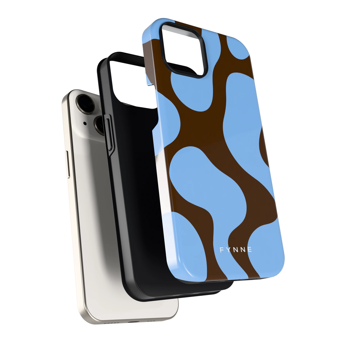 Blauwe Bruine Vlekken hoesje voor iPhone 13, los van de telefoon
