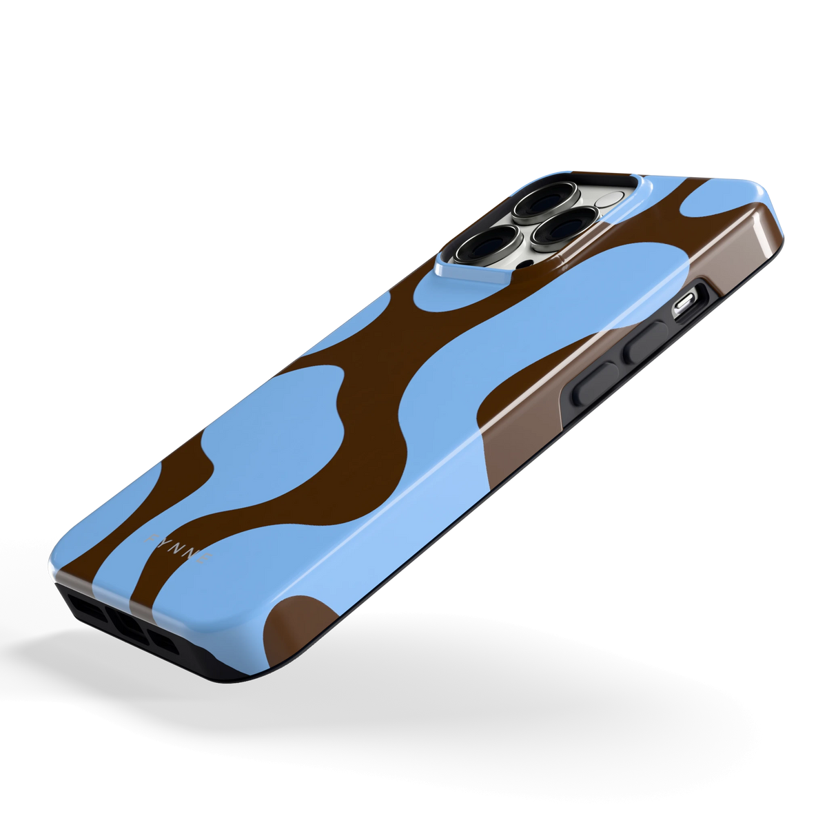Blauwe Bruine Vlekken hoesje voor iPhone 13 Pro, schuin