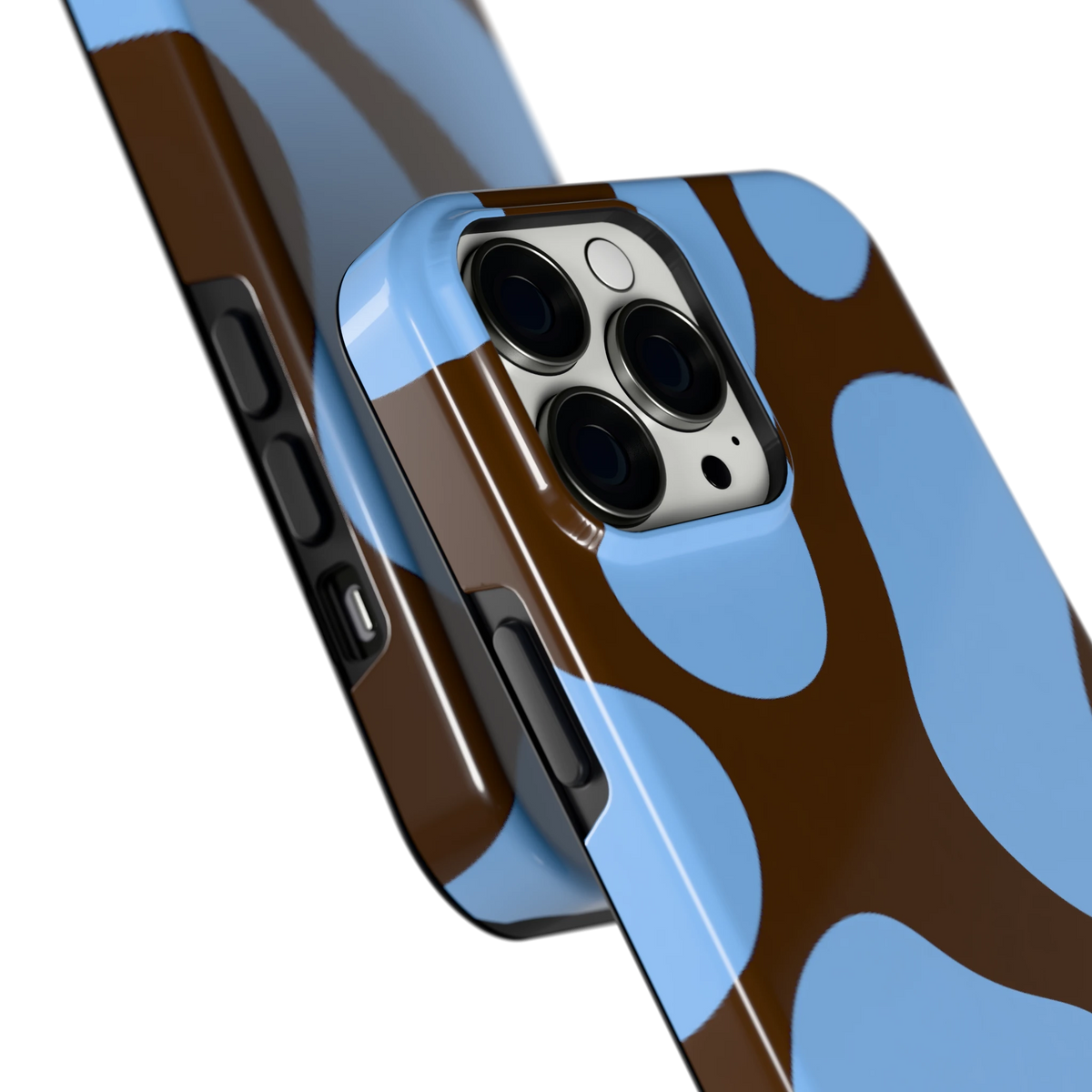 Blauwe Bruine Vlekken hoesje voor iPhone 13 Pro Max, close-up