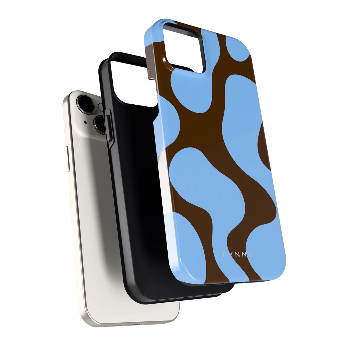 Blauwe Bruine Vlekken hoesje voor iPhone 14 Plus, los van de telefoon
