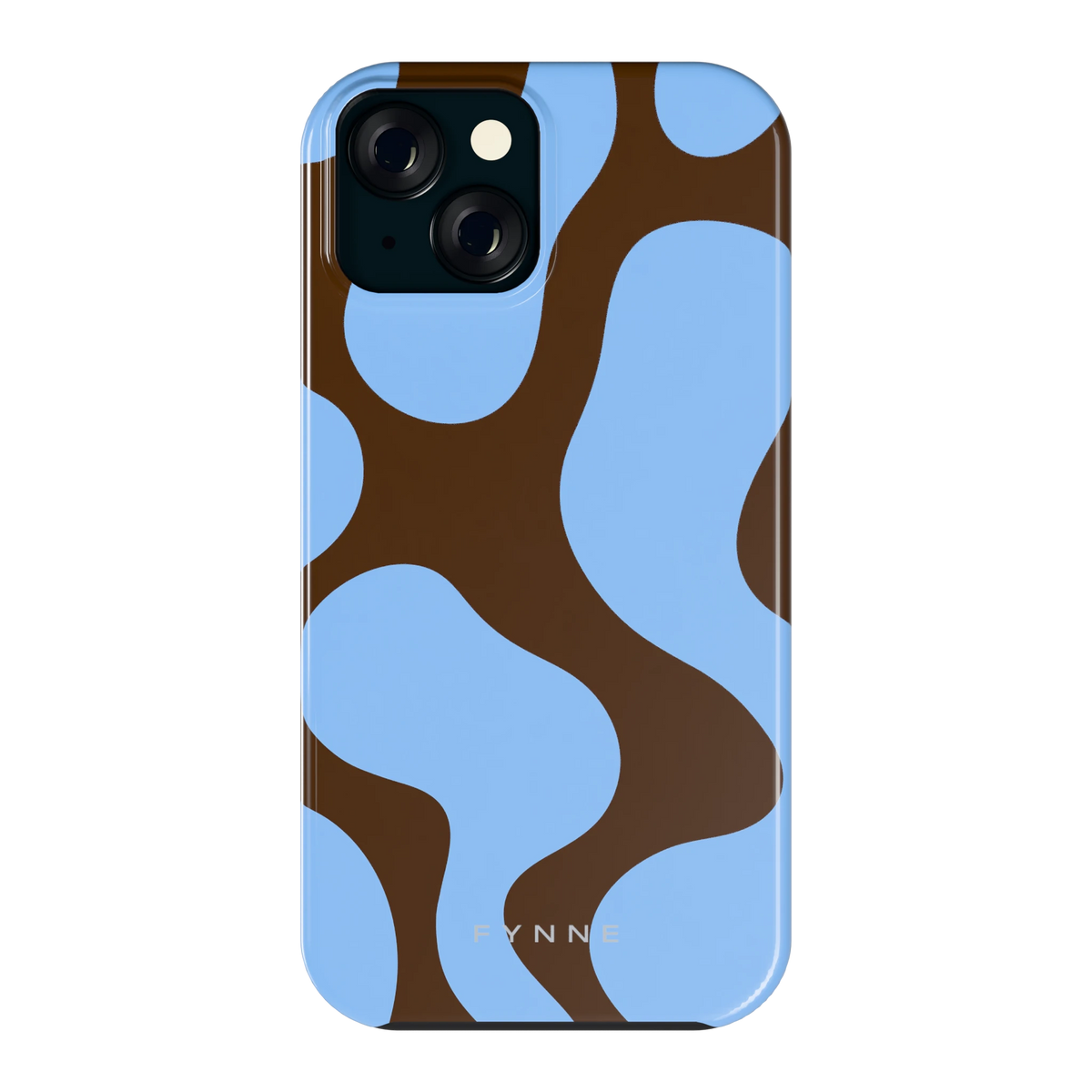 Blauwe Bruine Vlekken hoesje voor iPhone 15, achterkant