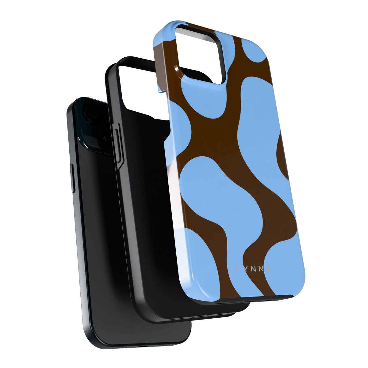Blauwe Bruine Vlekken hoesje voor iPhone 15, los van de telefoon