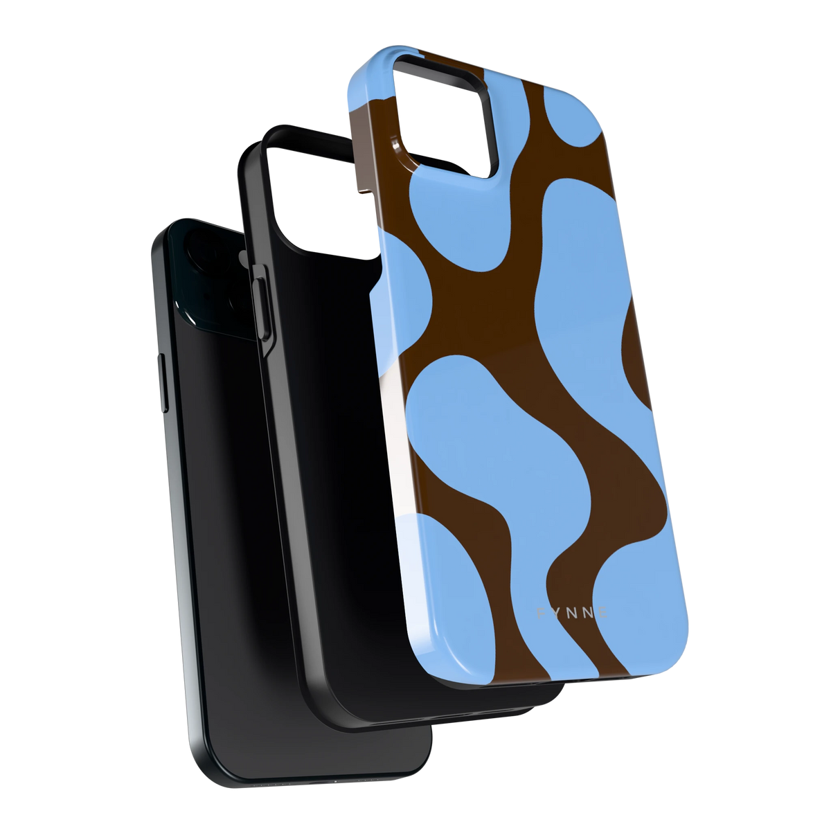 Blauwe Bruine Vlekken hoesje voor iPhone 15 Plus, los van de telefoon