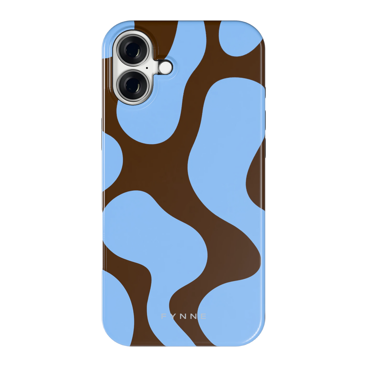 Blauwe Bruine Vlekken hoesje voor iPhone 16 Plus, achterkant