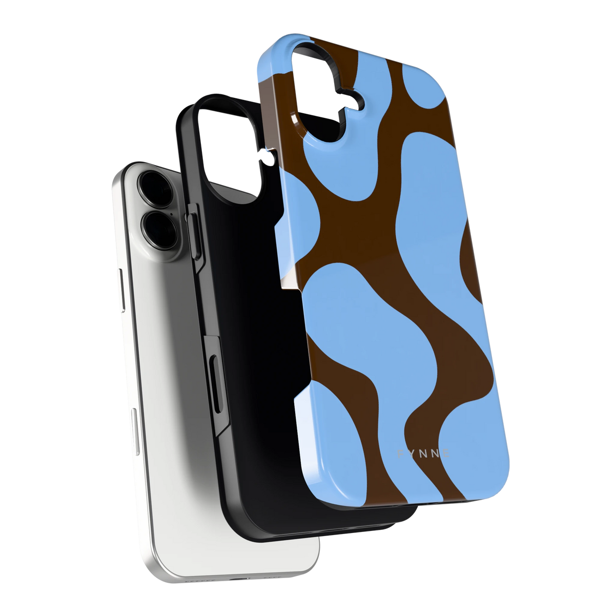 Blauwe Bruine Vlekken hoesje voor iPhone 16 Plus, los van de telefoon