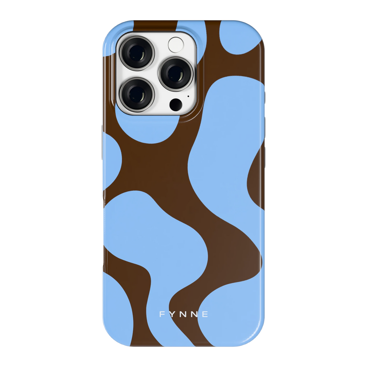 Blauwe Bruine Vlekken hoesje voor iPhone 16 Pro, achterkant