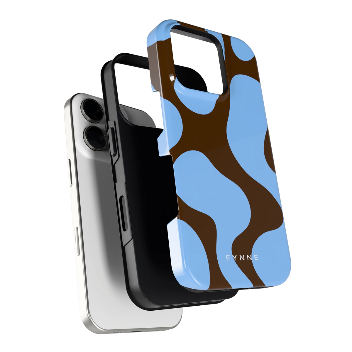 Blauwe Bruine Vlekken hoesje voor iPhone 16 Pro, los van de telefoon