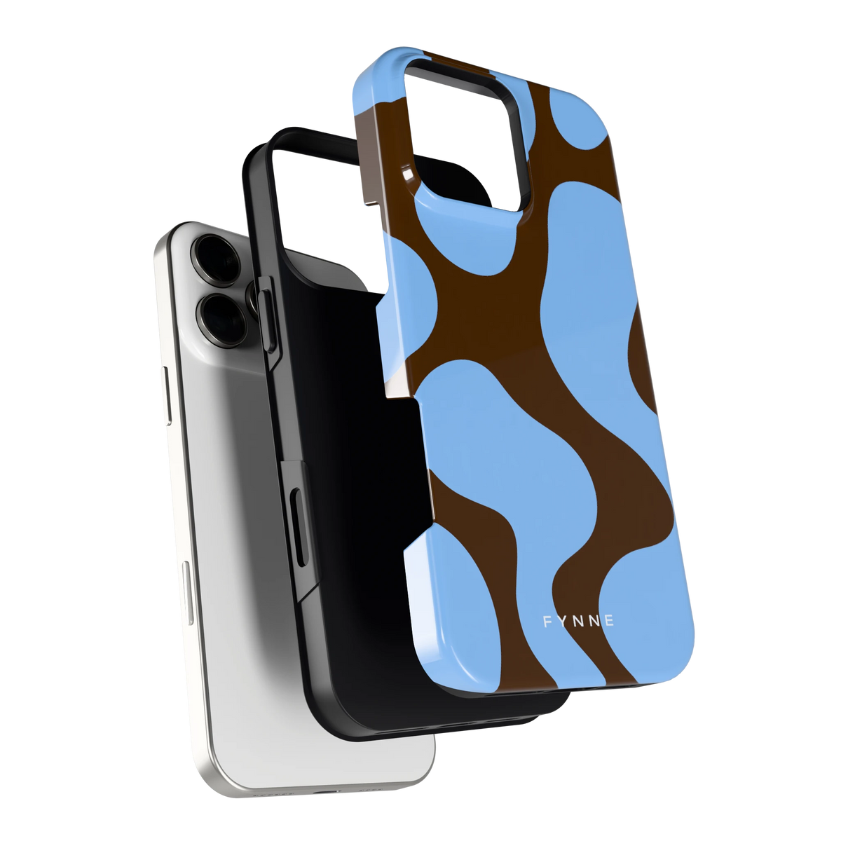 Blauwe Bruine Vlekken hoesje voor iPhone 16 Pro Max, los van de telefoon