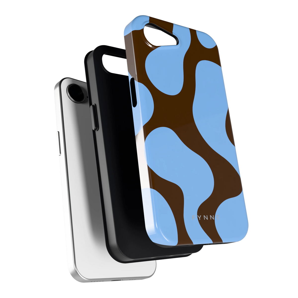 Blauwe Bruine Vlekken hoesje voor iPhone 16e, los van de telefoon
