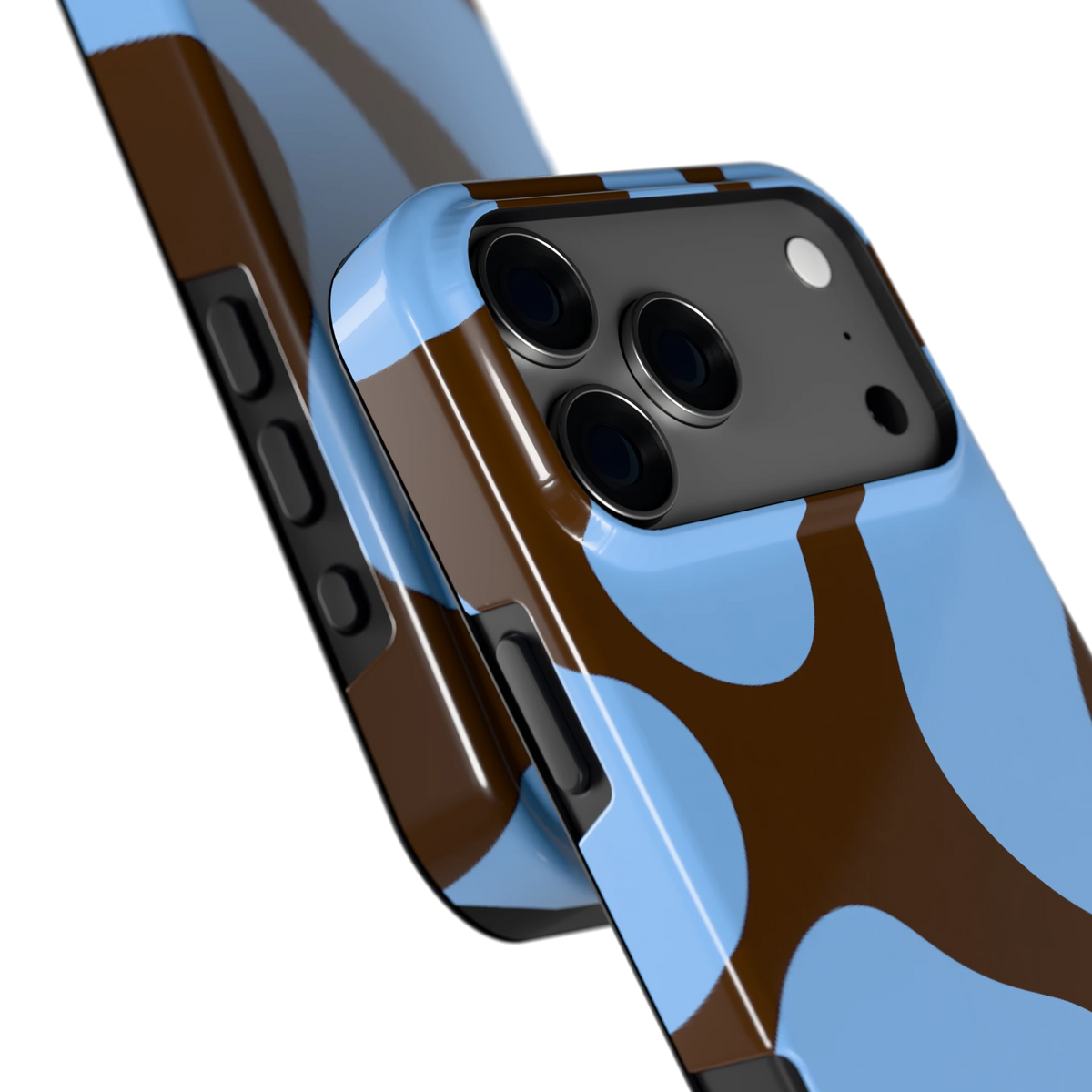 Blauwe Bruine Vlekken hoesje voor iPhone 17 Pro Max, close-up