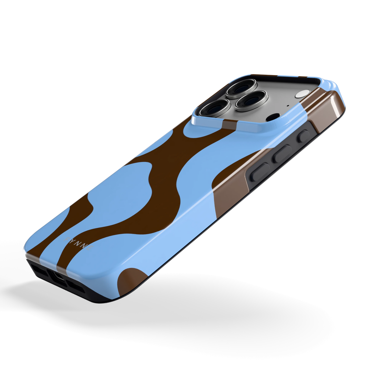 Blauwe Bruine Vlekken hoesje voor iPhone 18 Pro, schuin