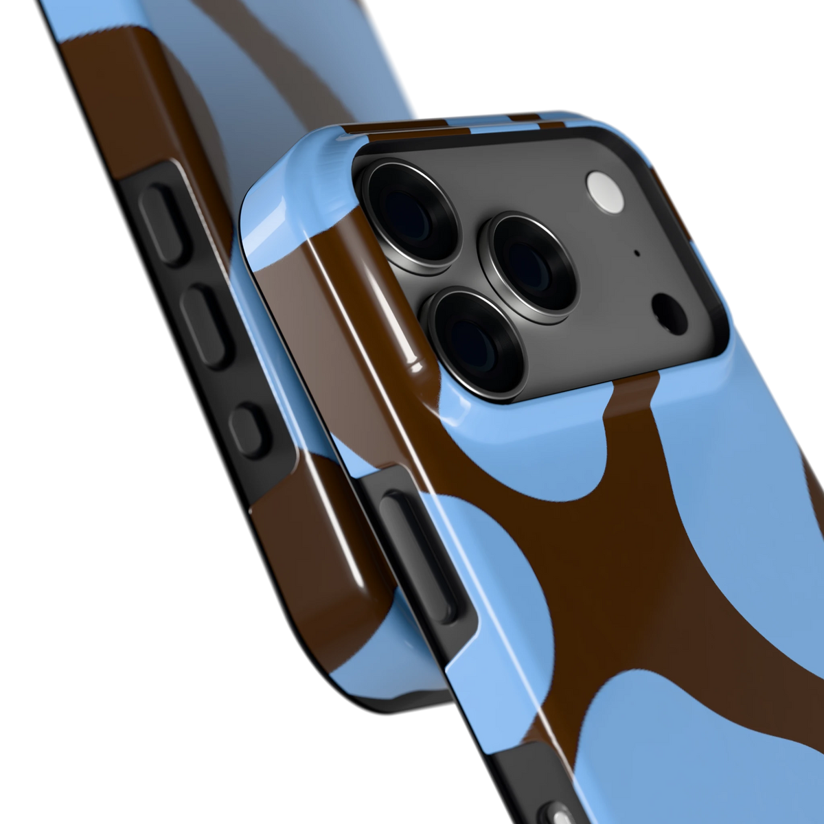 Blauwe Bruine Vlekken hoesje voor iPhone 18 Pro, close-up
