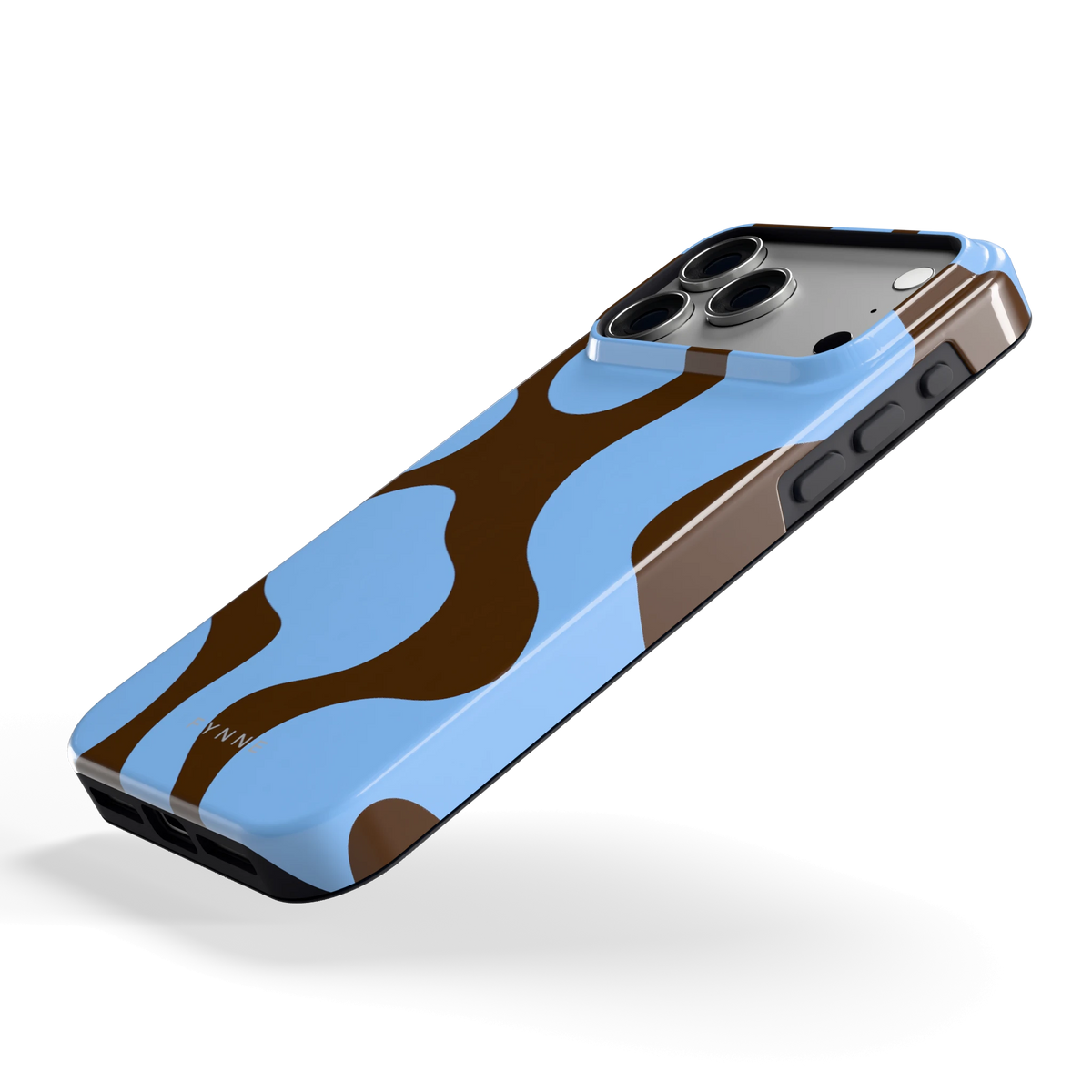 Blauwe Bruine Vlekken hoesje voor iPhone 18 Pro Max, schuin
