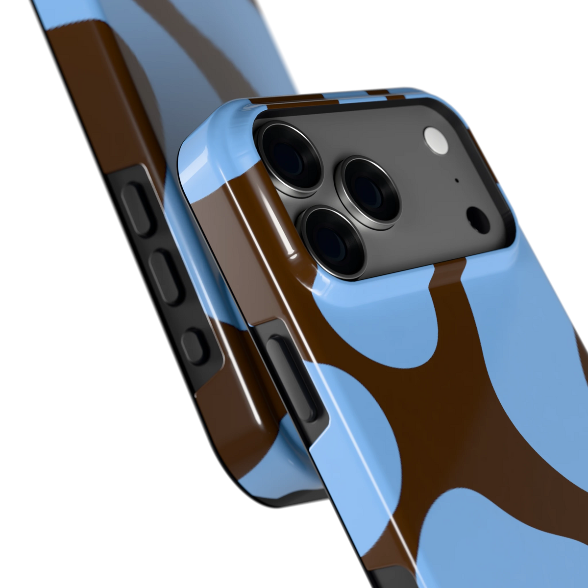 Blauwe Bruine Vlekken hoesje voor iPhone 18 Pro Max, close-up