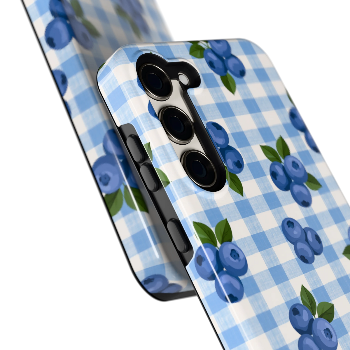 Blauwe Bessen Ruit hoesje voor Galaxy S23+, close-up