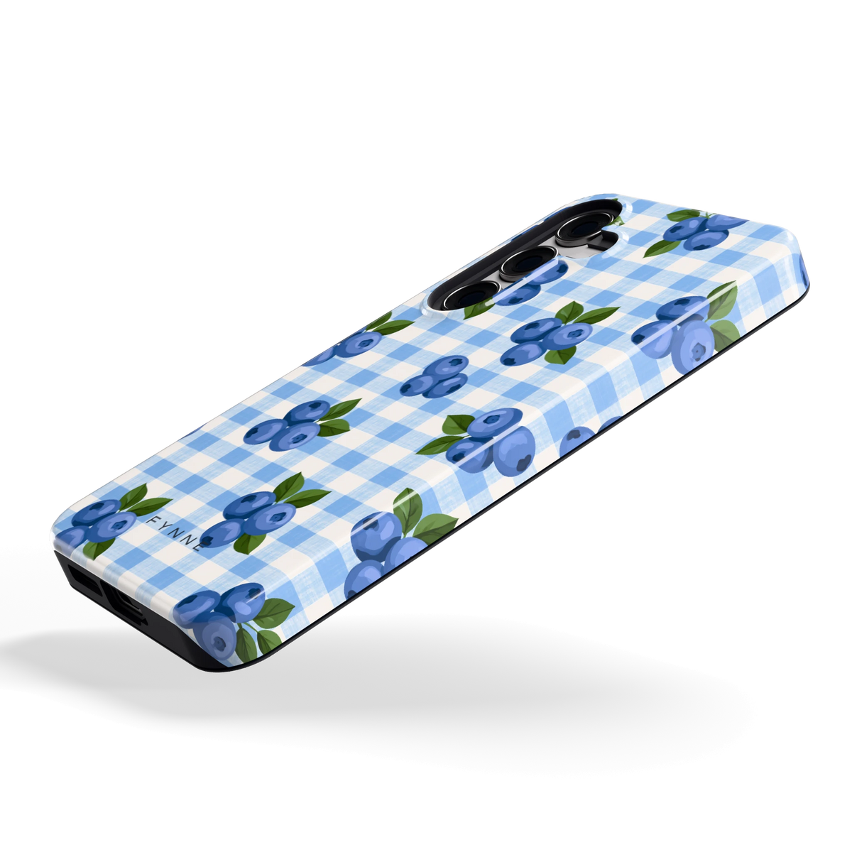 Blauwe Bessen Ruit hoesje voor Galaxy S24, schuin